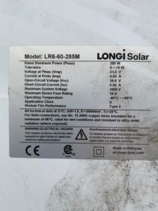 Longi Solar LR6-60-285m 285 Watt